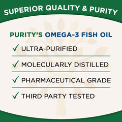 Purity Ultra-Pure Omega-3 facility certification badge indicating strict quality and safety