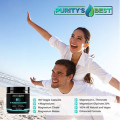 Purity's Best vegan capsules close-up with gluten-free and non-GMO quality.