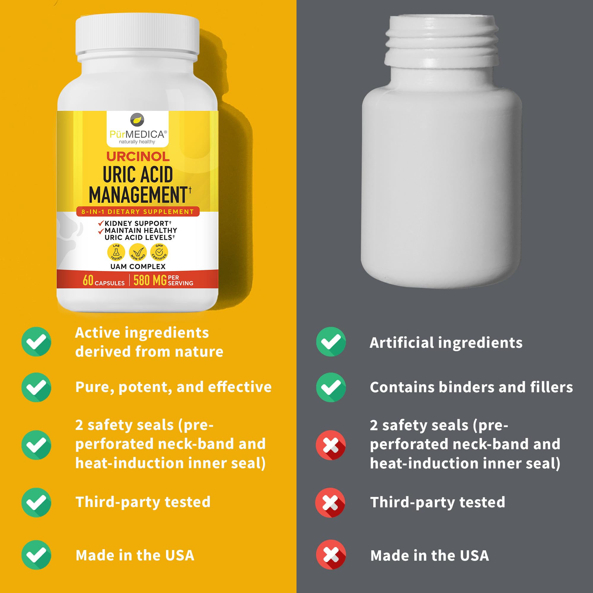 PurMEDICA Urcinol milk thistle seed emblem communicates liver-friendly support.
