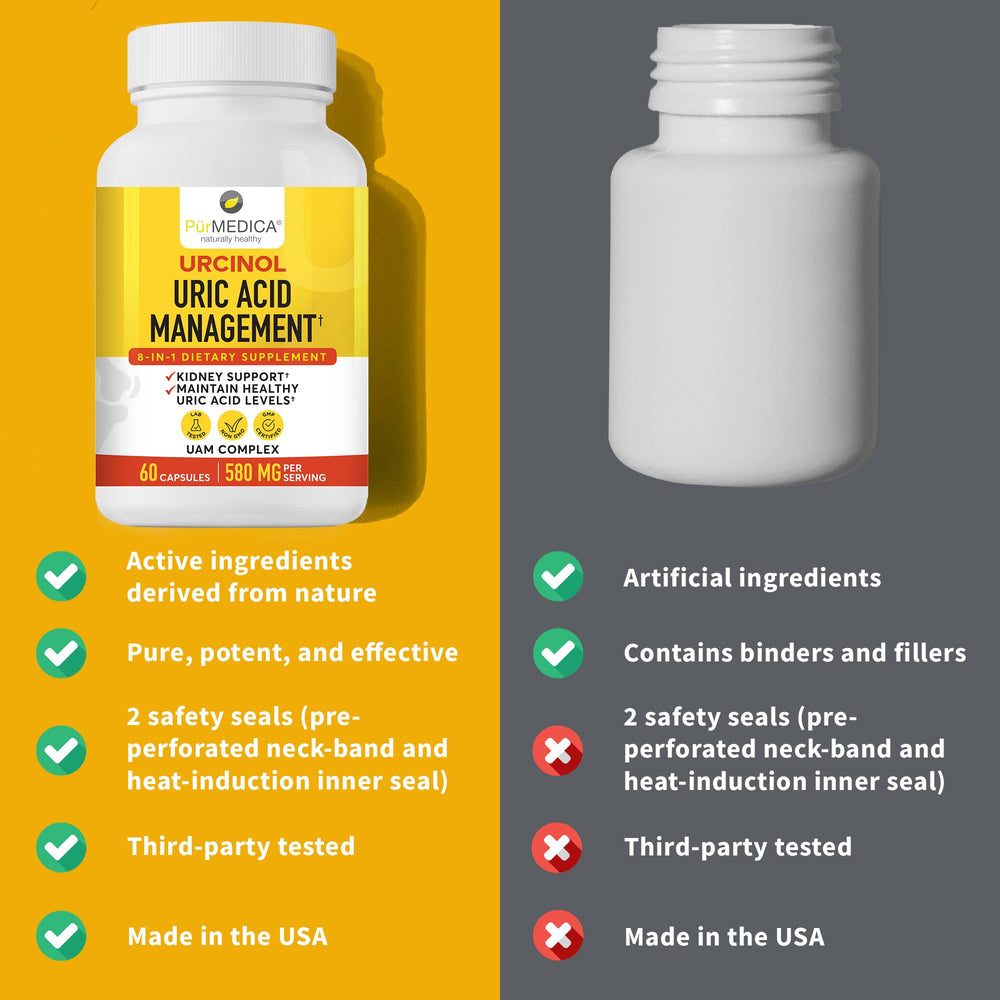 PurMEDICA Urcinol milk thistle seed emblem communicates liver-friendly support.