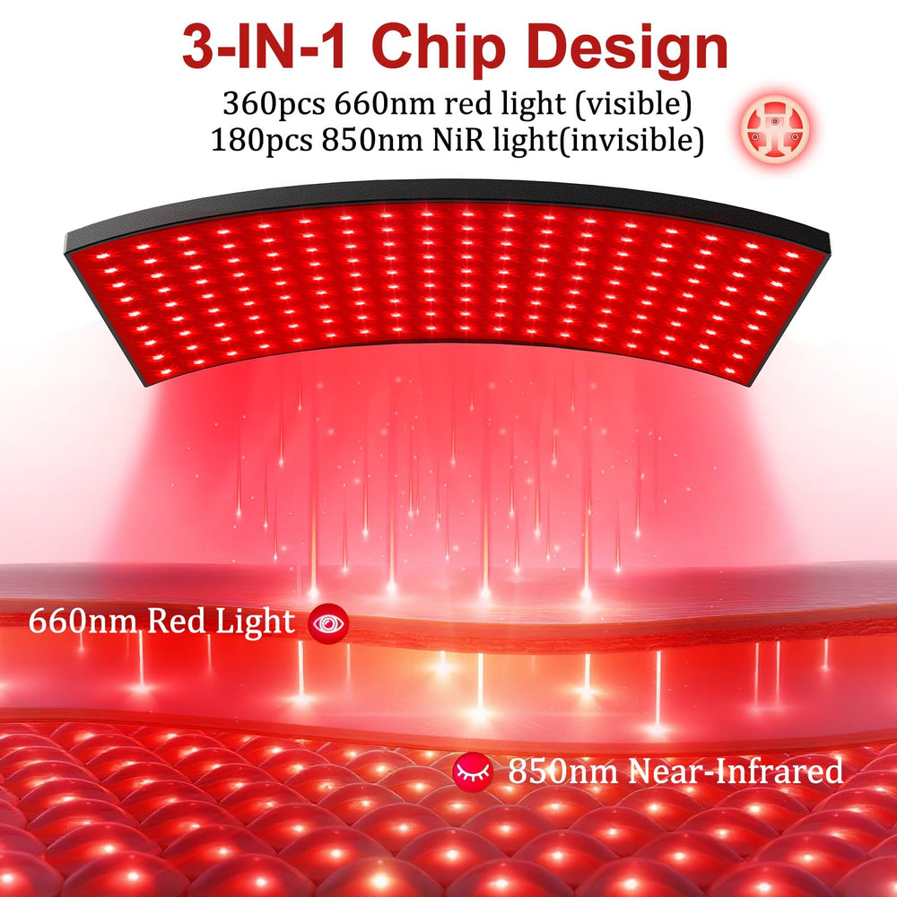 Puroth red light therapy panel provides full-body coverage for relaxation sessions.