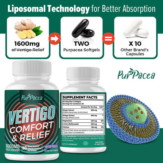 Purpacea inner ear formula ingredients label highlights ginger and minerals for balanced daily wellness