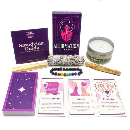 Purple Canyon Positive Intentions Gift Set with sage smudge kit for mindful rituals