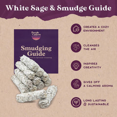 Purple Canyon Sage smudge sticks in use releasing gentle smoke for calm spaces.
