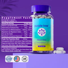 Purple Tree Next Day ginger and peppermint scent and leaves illustration