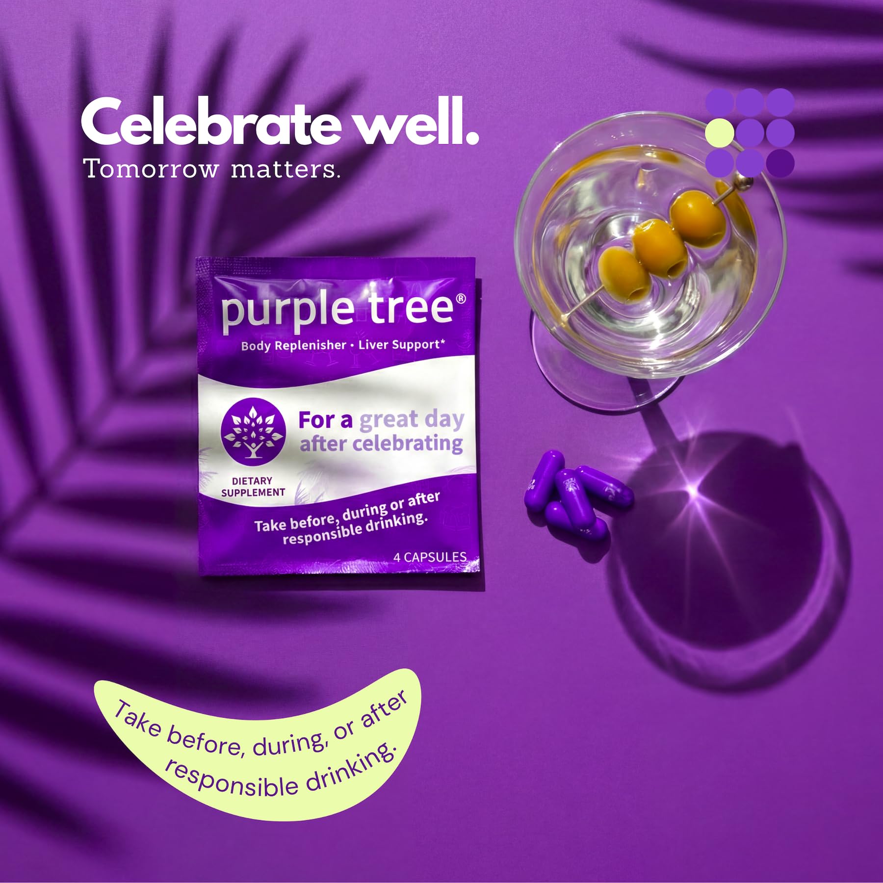 Purple Tree Post-Celebration pills replenish essential vitamins after festive activities