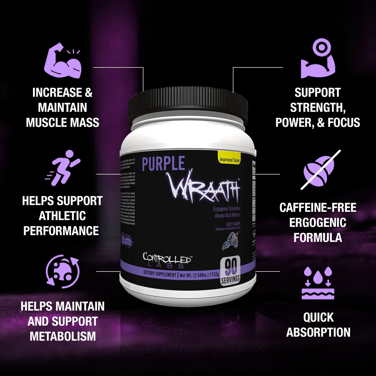 Pouring Purple Wraath juicy grape powder before training.