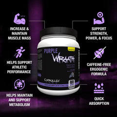 Pouring Purple Wraath juicy grape powder before training.