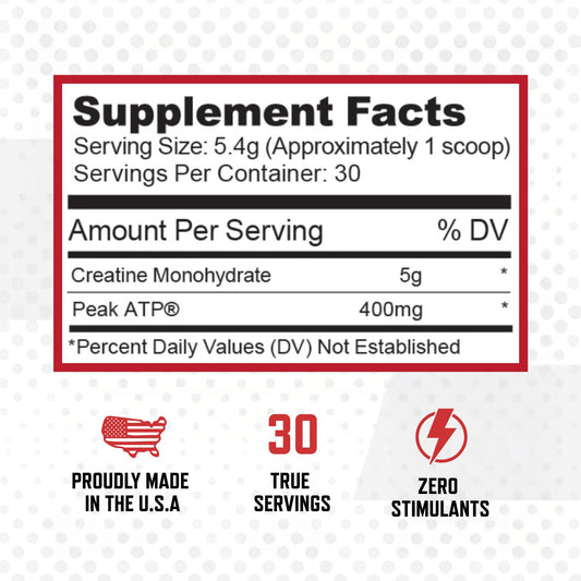 Purus Labs Creatine ATP powder dispense highlights micronized creatine for quick uptake
