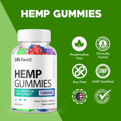Purvia Life Boost 3-pack bottle label closeup displaying 25 mg hemp extract per gummy.