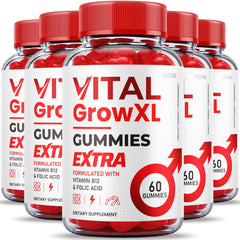 Purvia Vital Grow XL Gummies pack display for easy 5-pack convenience.