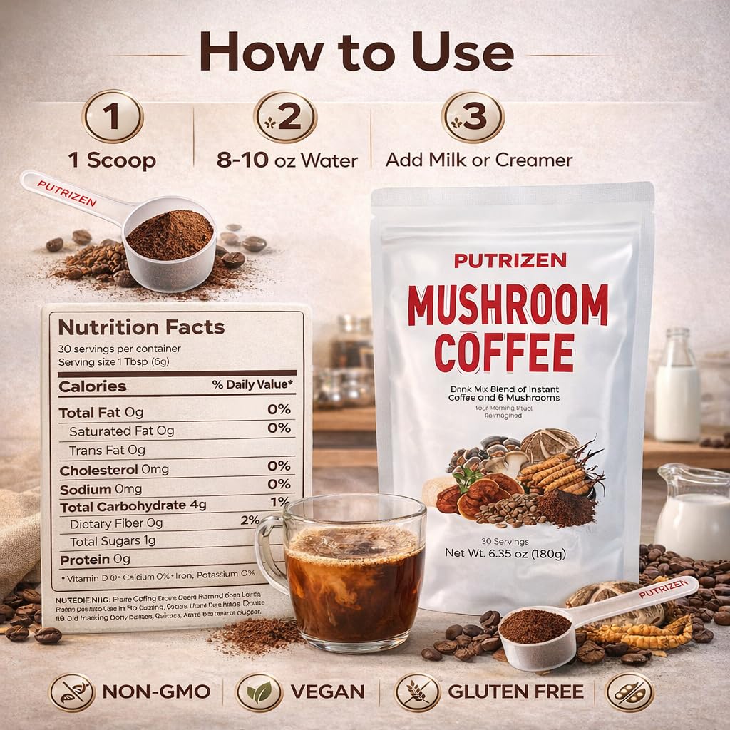 PUTRIZEN HerbalWell cup with steam shows smooth flavor and low caffeine.
