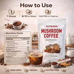 PUTRIZEN HerbalWell cup with steam shows smooth flavor and low caffeine.