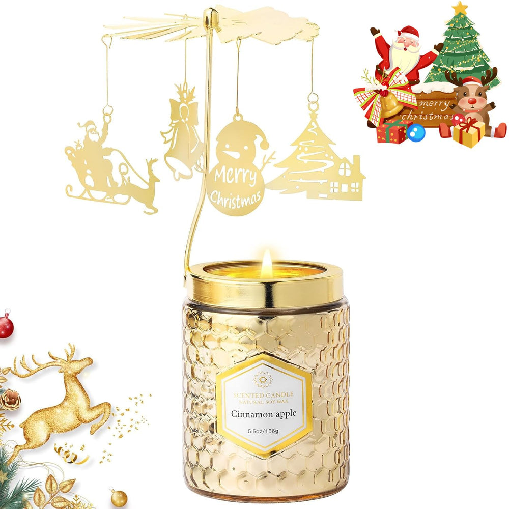 PVUELE Christmas rotating candle gift with motion and glow