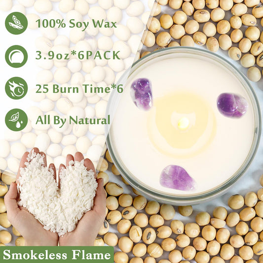 PVUELE Sage Candle Pack 6 closeup wax highlights natural sage aroma.