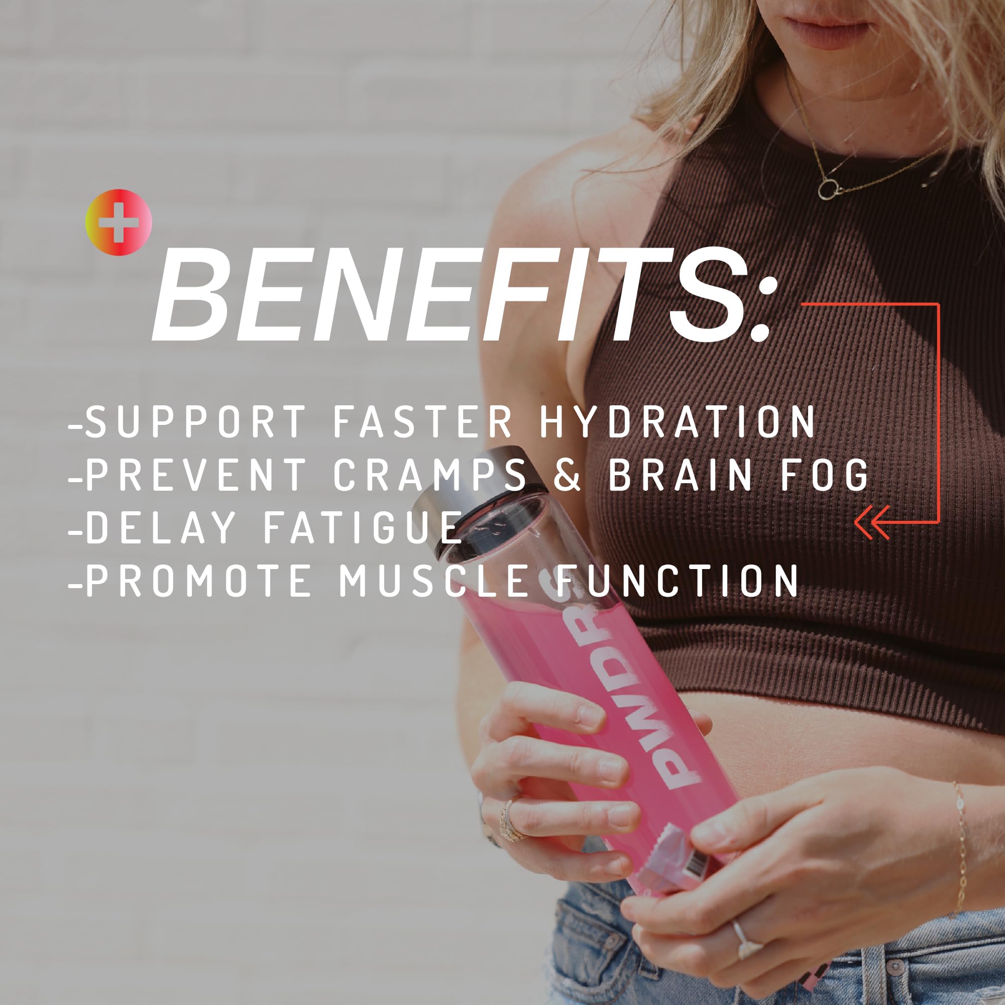 PWDRS Electrolytes packet pour into water illustrates quick hydration during workouts.