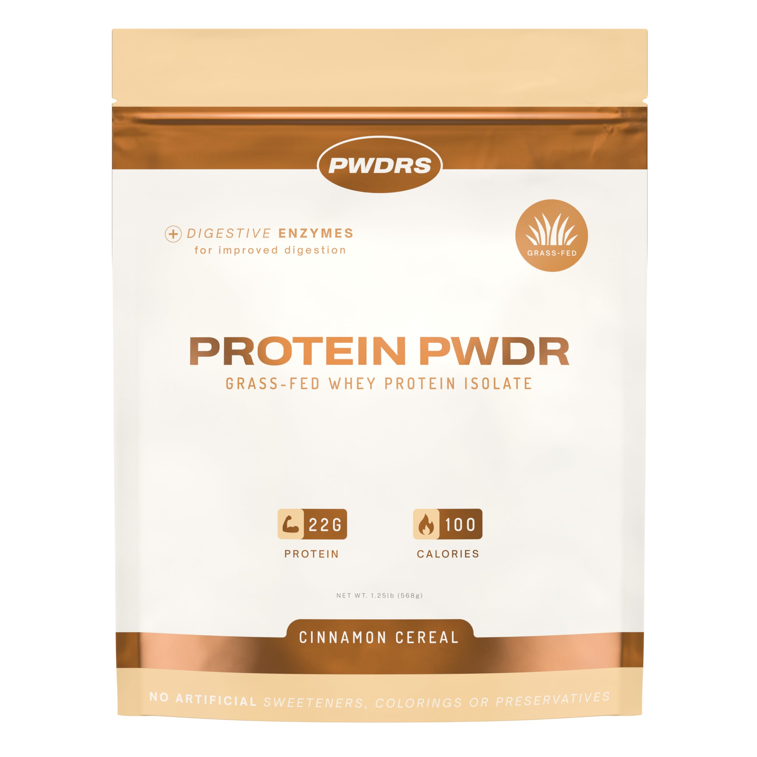 PWDRS grass-fed whey protein isolate bottle showing pure protein for lean muscle support