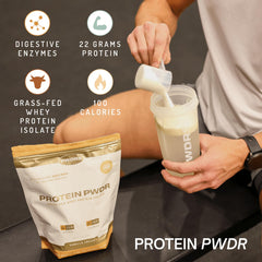 PWDRS Mint Chip scoop enables easy daily protein boosts.
