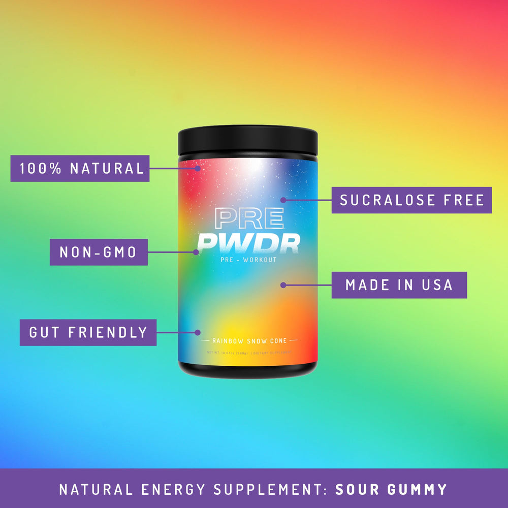 PWDRS pre-workout powder scoop for convenient, sustained energy