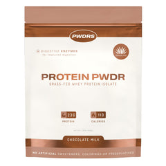 PWDRS Protein Powder chocolate milk pour for a creamy post-workout shake