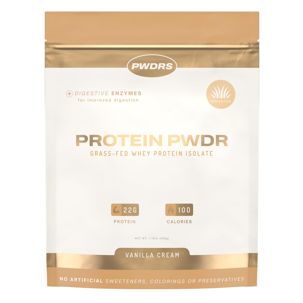 PWDRS protein powder tub in vanilla cream for lean muscle support