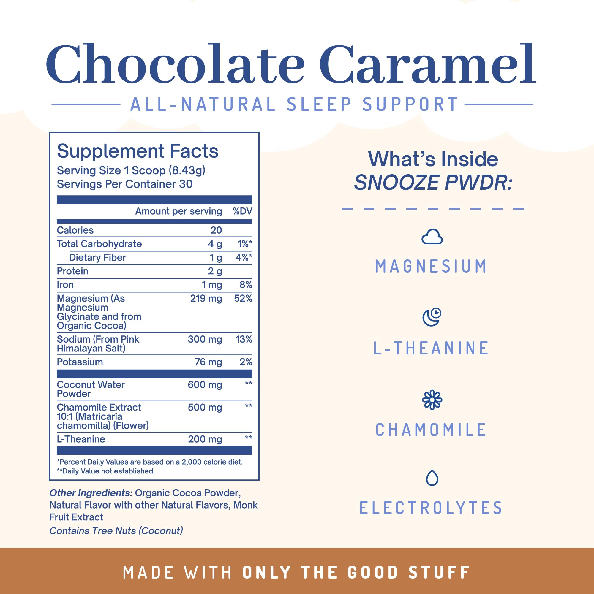 PWDRS Snooze hot chocolate cup ready for a relaxing night.