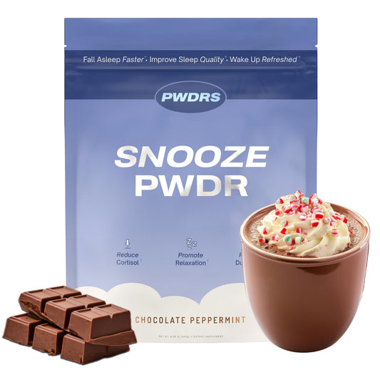 PWDRS Snooze hot chocolate pack presents a cozy bedtime ritual for restful nights