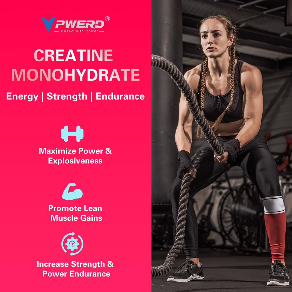 PWERD 240-count bottle of strawberry creatine gummies for ongoing use.