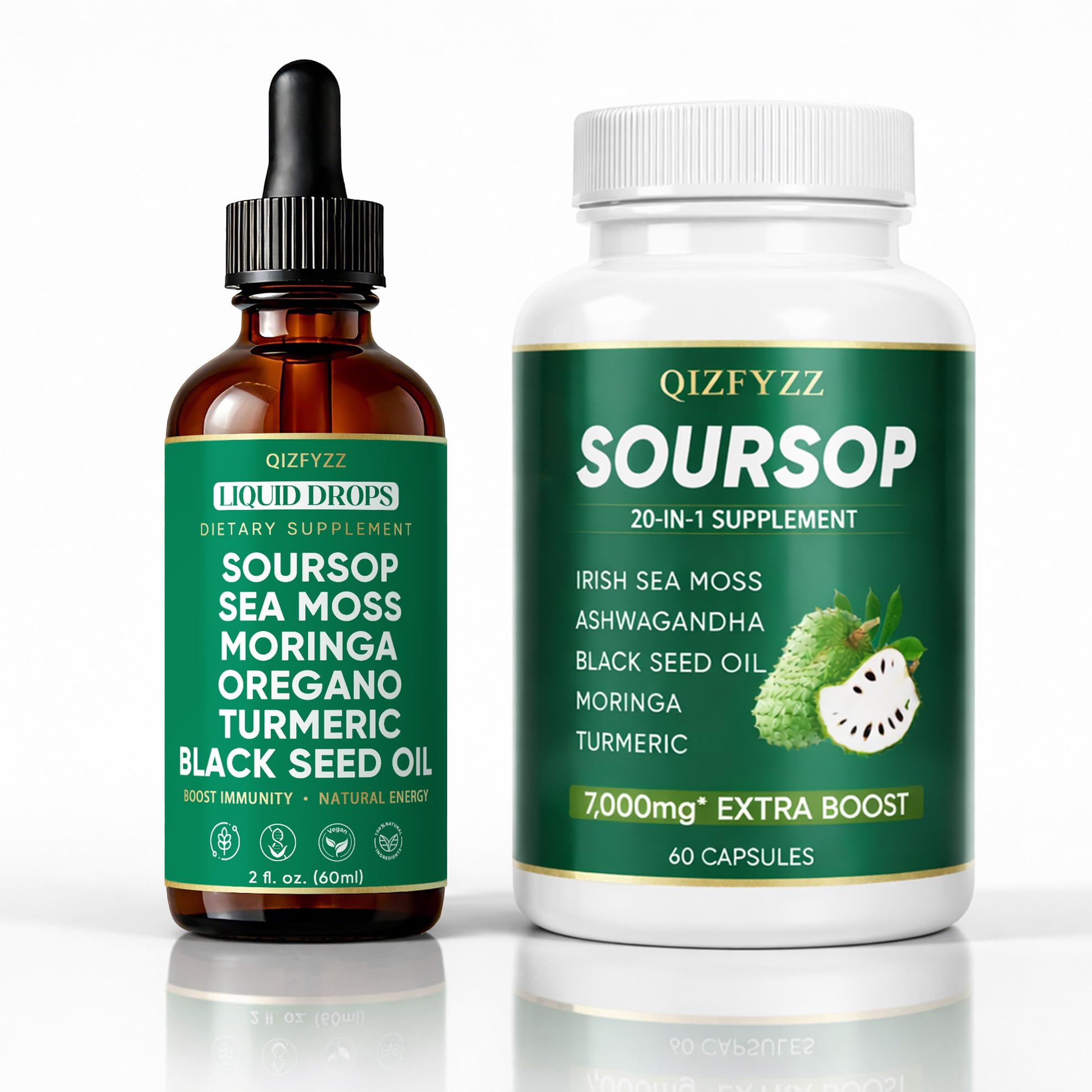 Pwkvsn QIZFYZZ bottle drops for daily digestive balance and vitality.
