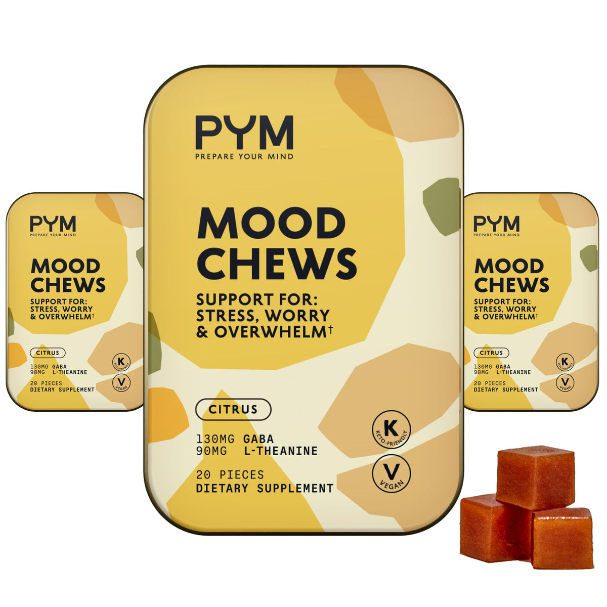 PYM Citrus Mood Chews packaging front shows vegan gluten-free formula