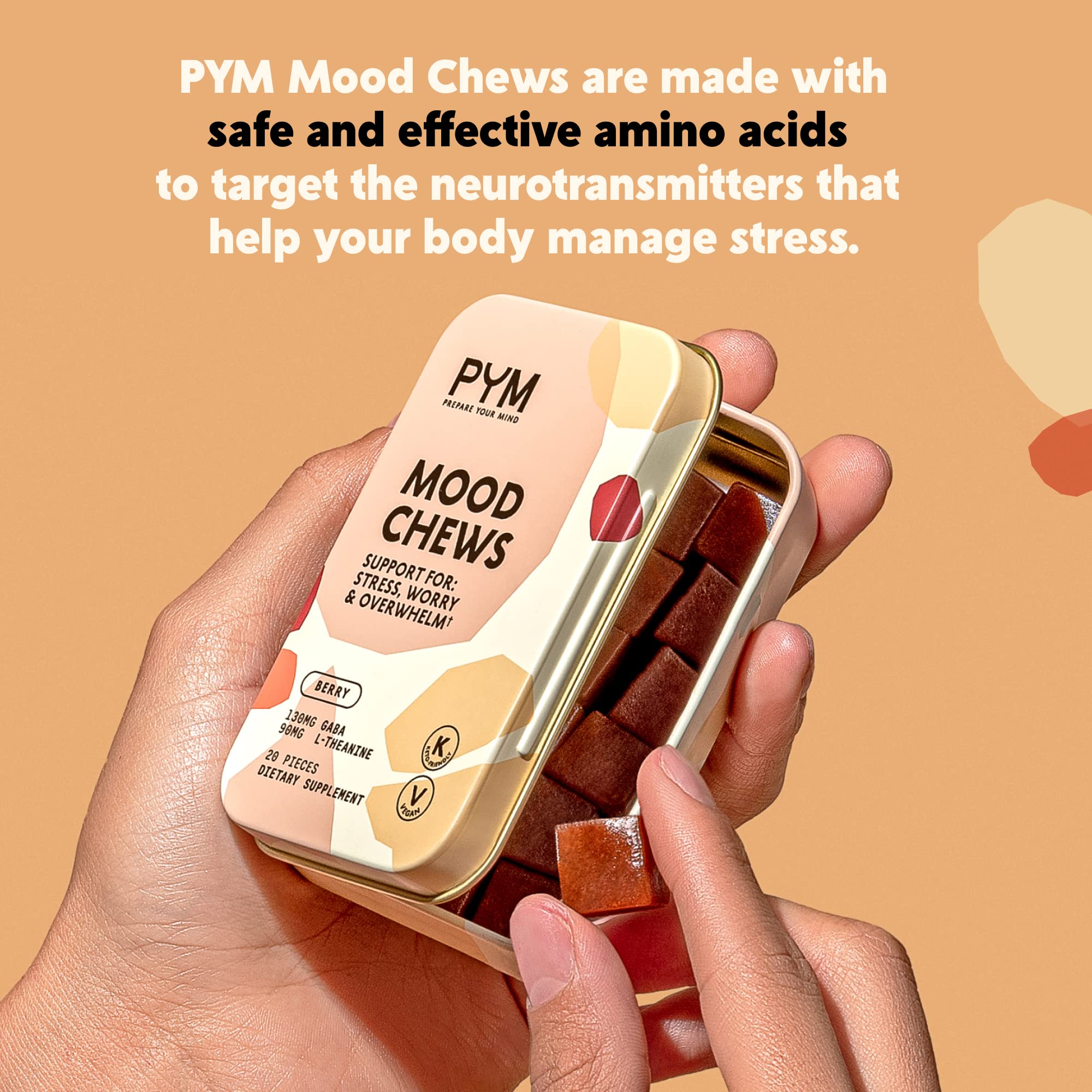PYM Berry Mood Chews packaging on shelf with eco-friendly design.