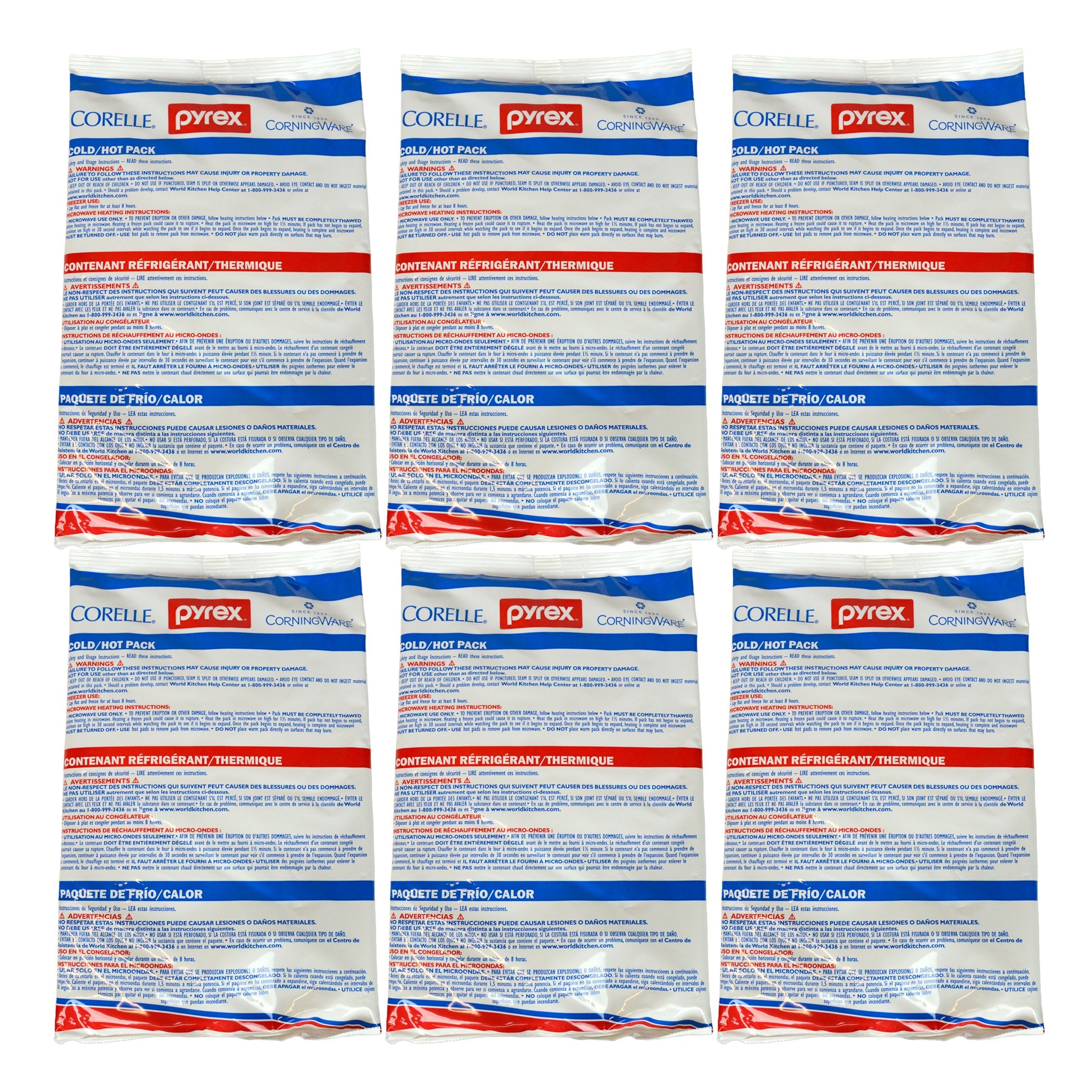 Pyrex Portables large hot/cold pack six-pack for versatile temperature control.
