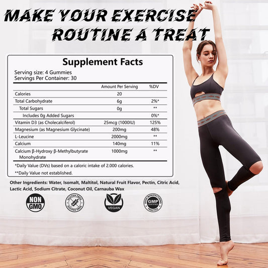 PYUNAFIT HMB Leucine Gummies bottle showcases vegan, sugar-free nutrition on the go