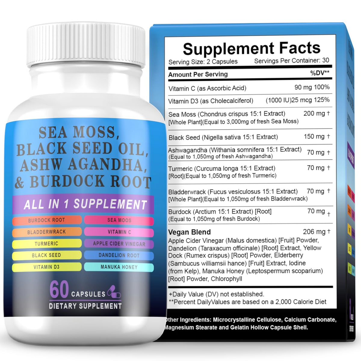 Pyzor Sea Moss bottle front view for daily wellness support.