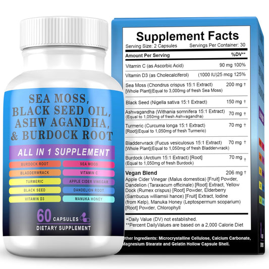 Pyzor Sea Moss bottle front view for daily wellness support.