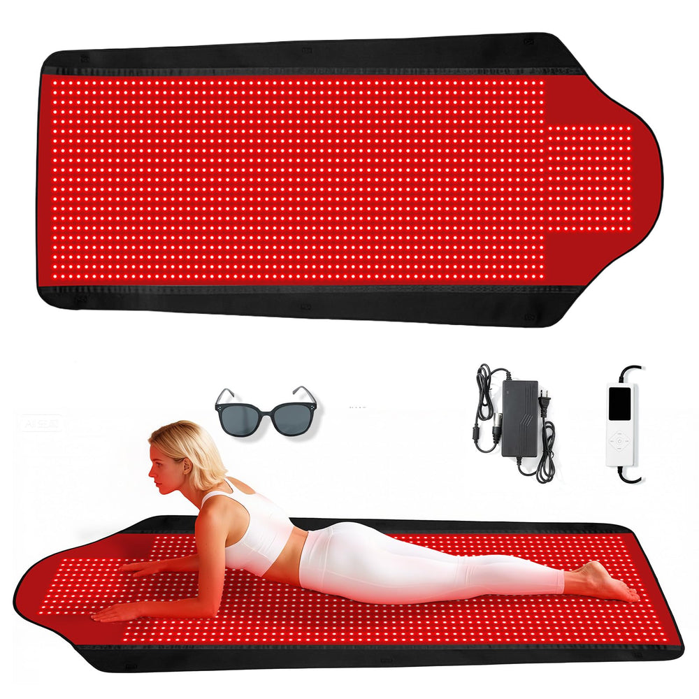 PZJDSR full-body red light therapy mat front view for comprehensive coverage.