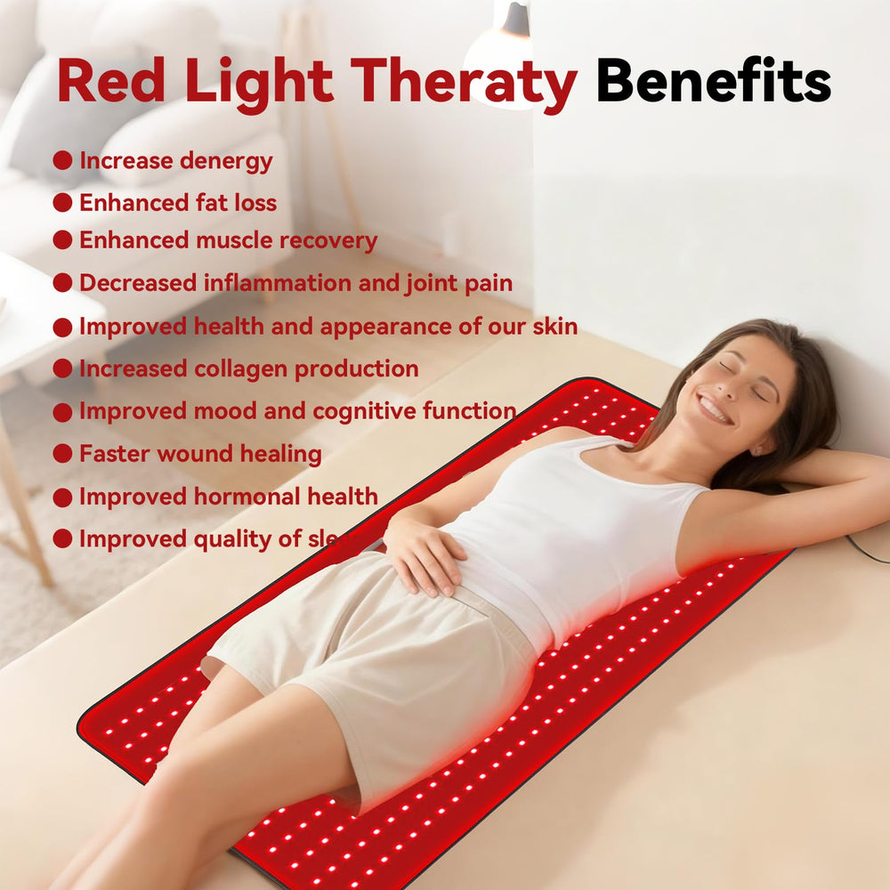 PZJDSR red light therapy mat covers the abdomen for deep warmth and comfort.