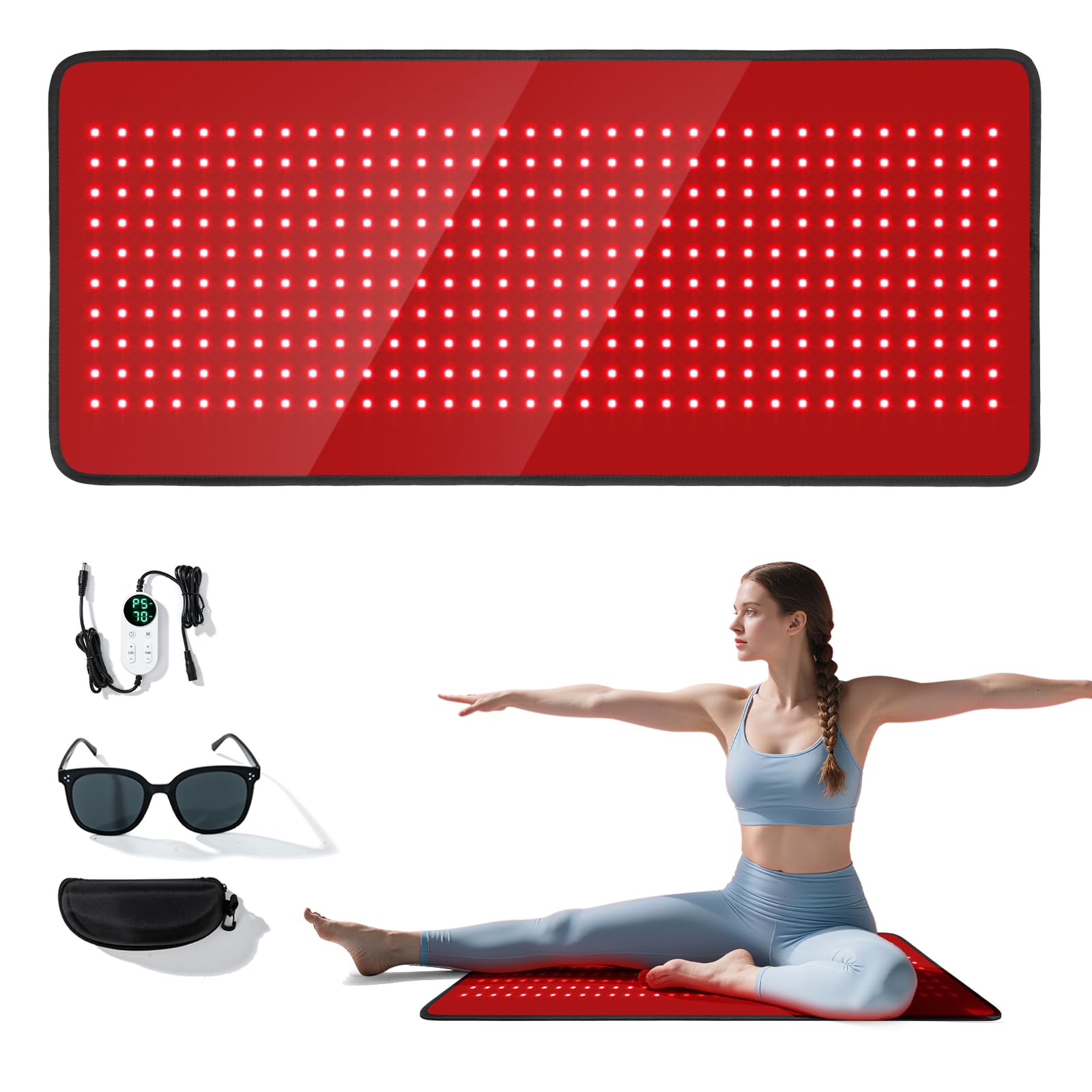 PZJDSR red light therapy mat offers full back coverage for comfortable sessions.