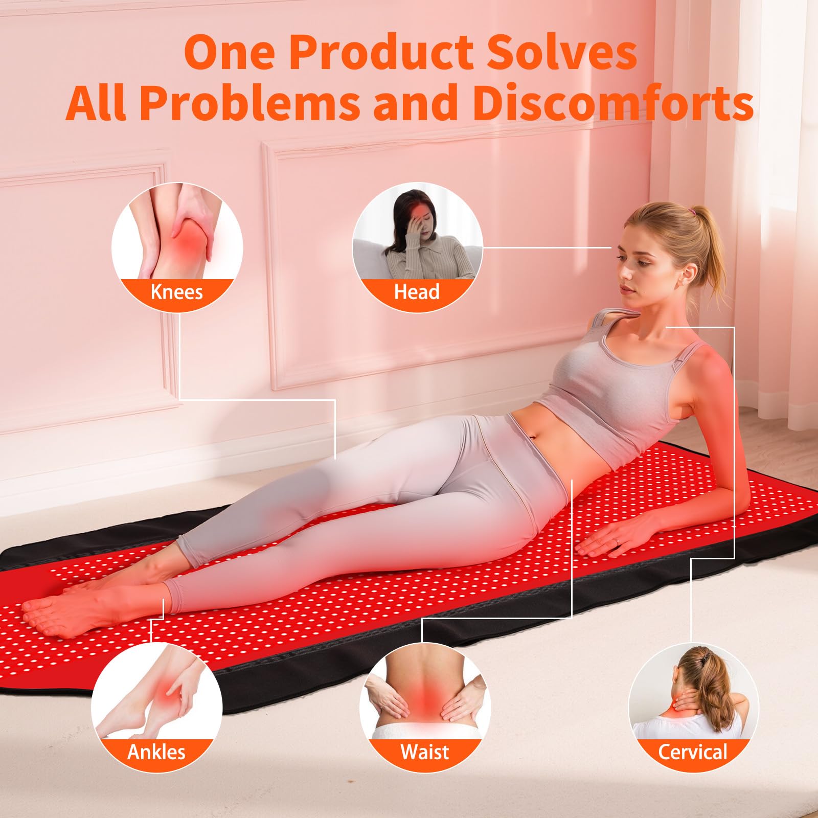 PZJDSR therapy mat LED close-up showing dual wavelengths.