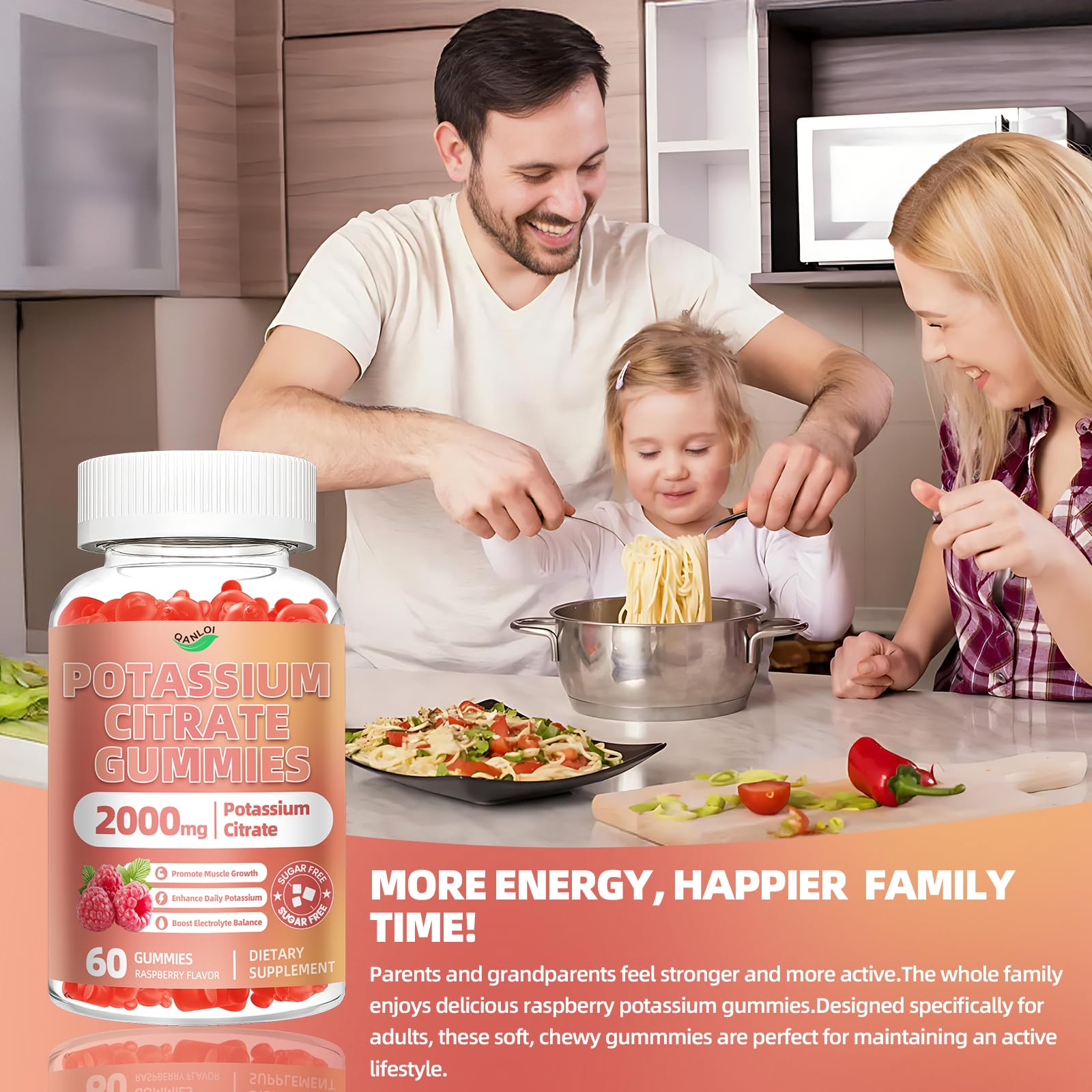 QANLOI Immune-support blend including Vitamin C, D3, and zinc.