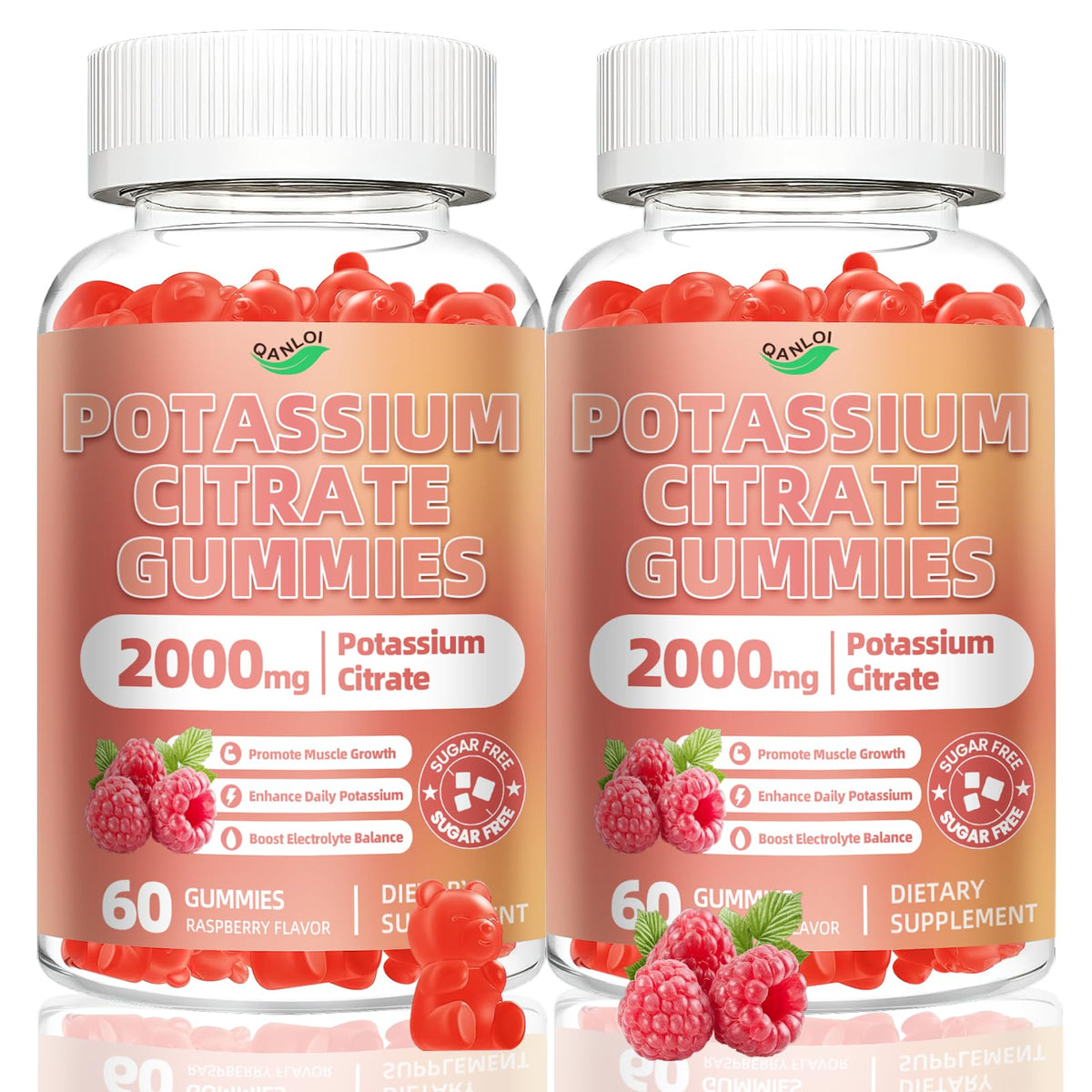 QANLOI Potassium Citrate bottle with 2000mg per serving for balanced electrolytes.