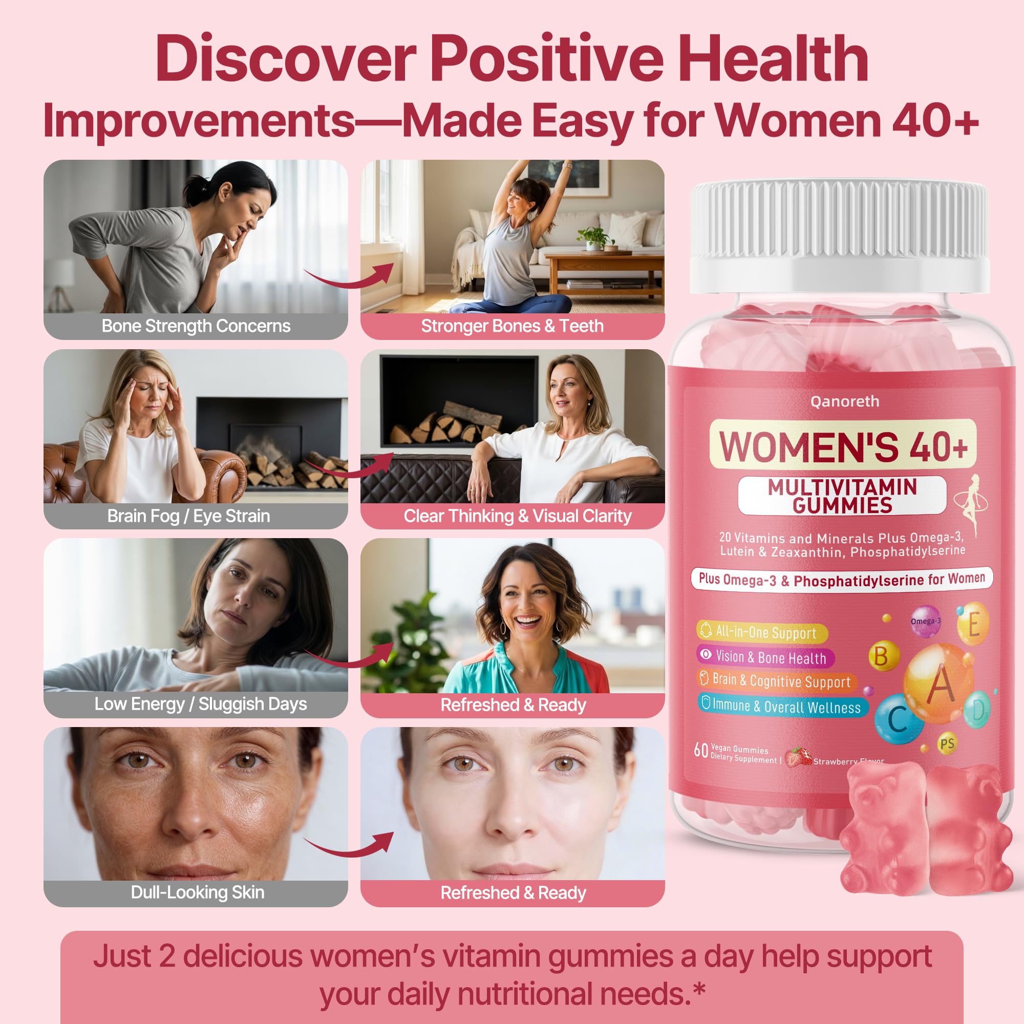 Qanoreth Women multivitamin B-vitamins bottle supporting energy metabolism