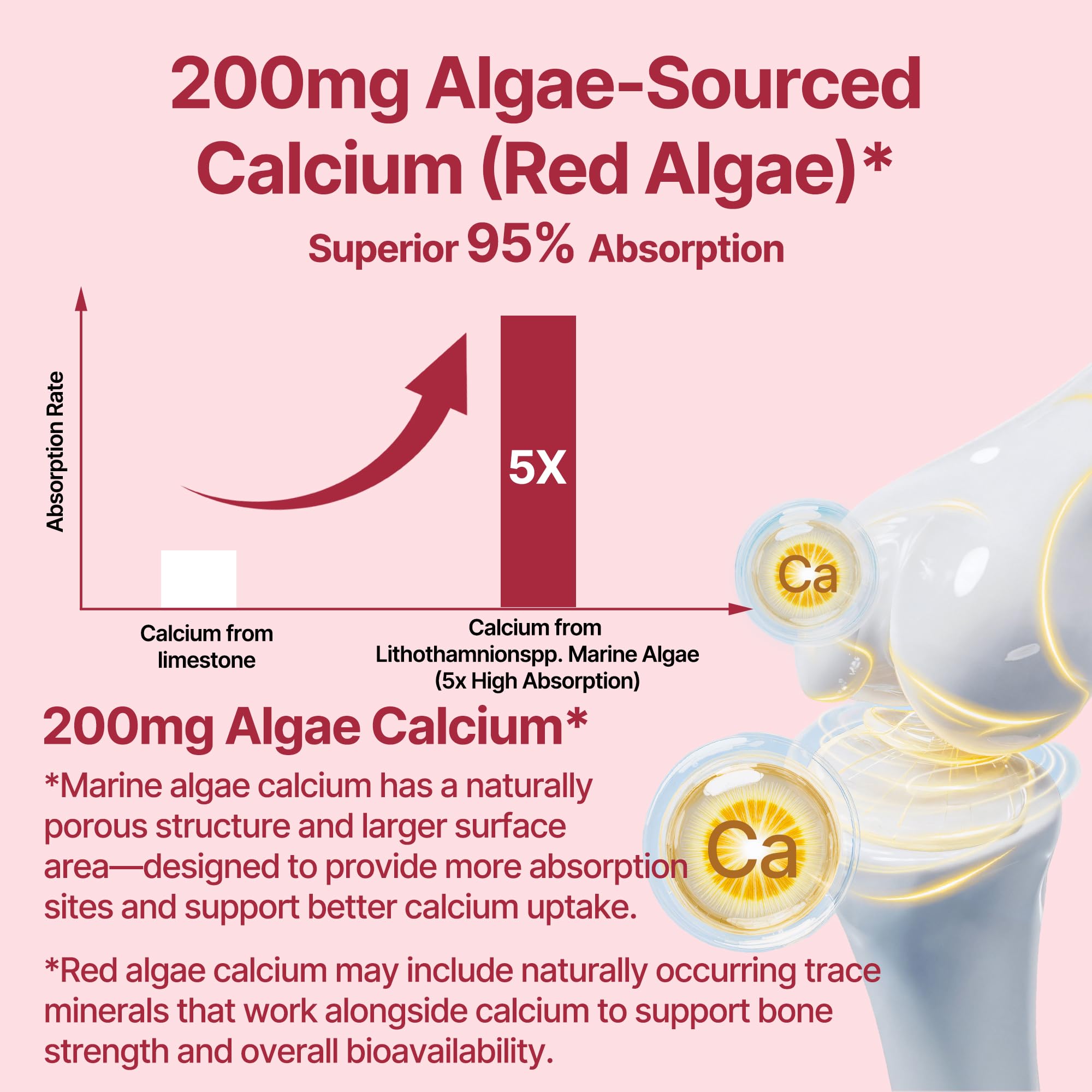 Qanoreth calcium-algae-d3 bottle supporting bones and teeth health