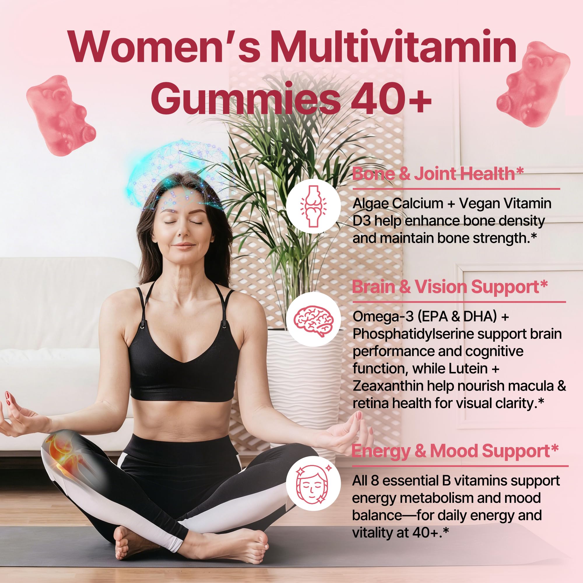 Qanoreth Women multivitamin phosphatidylserine bottle for focus and mental clarity