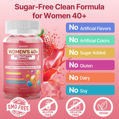 Qanoreth sugar-free gummies image showing a tasty daily dose for 40+ energy