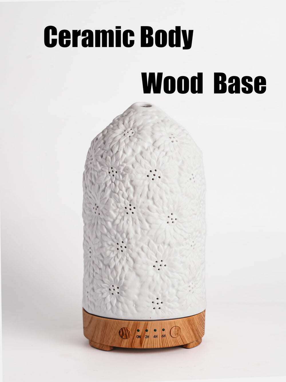 QCYBDGLOV Sunflower ceramic diffuser close-up highlighting sunflower motif and craftsmanship.