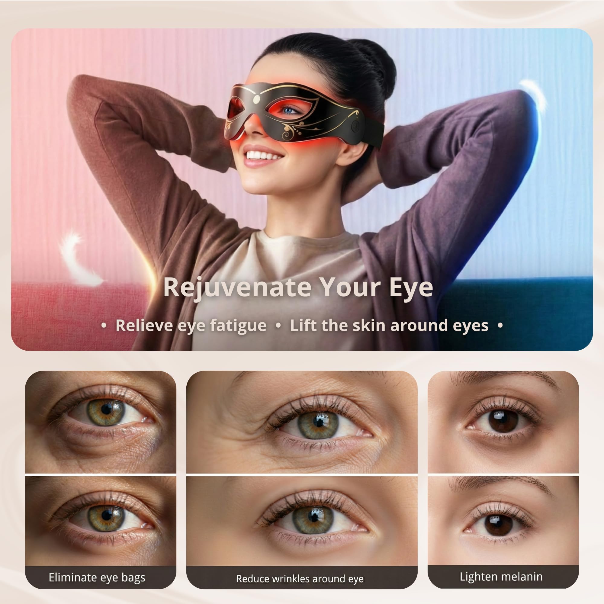 QFLQFL EY-20R blue mode calms puffiness around the eye area.