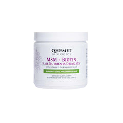 Qhemet Biologics MSM + Biotin bottle front highlights hair vitality and nutrient support
