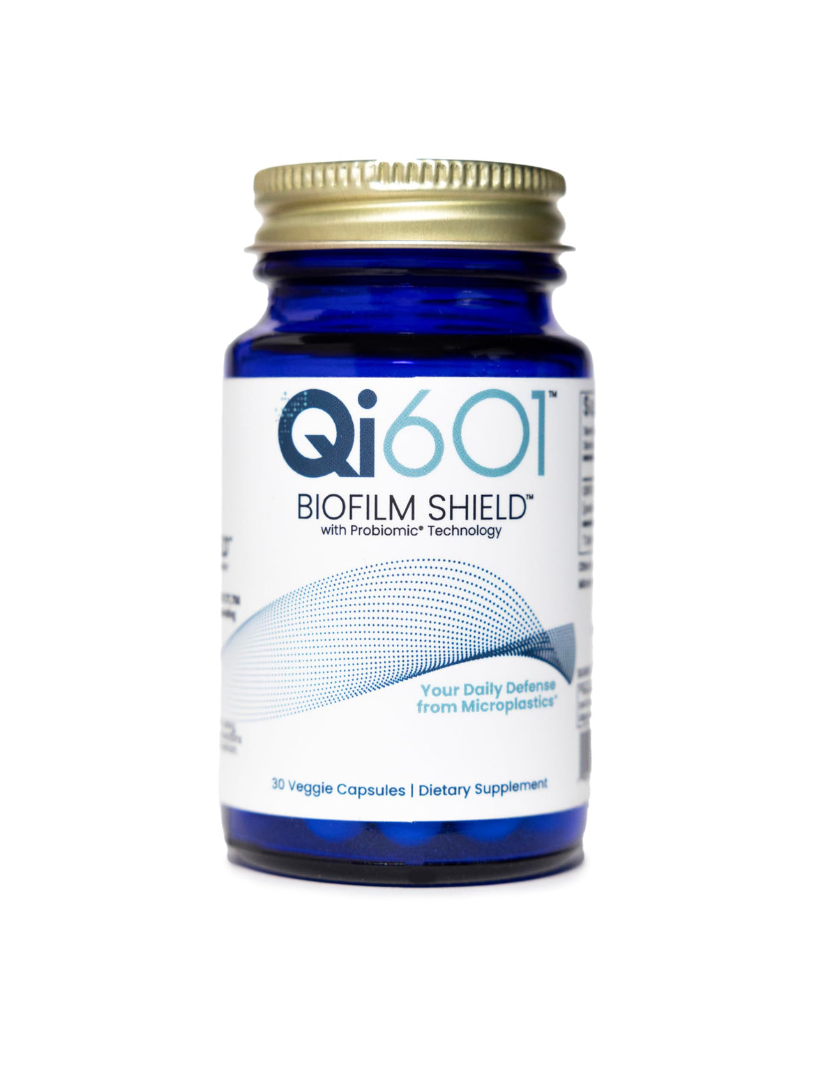 Qi601 biofilm shield gut capsule demonstrates gut filtration of microplastics.