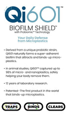 Qi601 microplastics detox packaging for easy daily use.